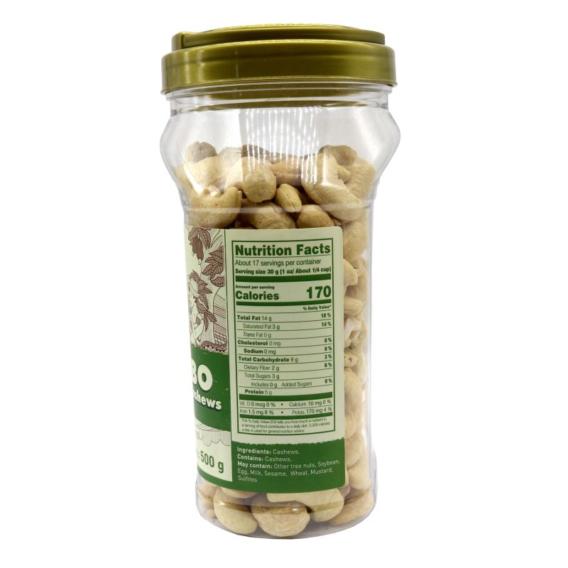 HẠT ĐIỀU JUMBO KHÔNG MUỐI LAFOOCO 500G/ HŨ  – HẠT BIG SIZE